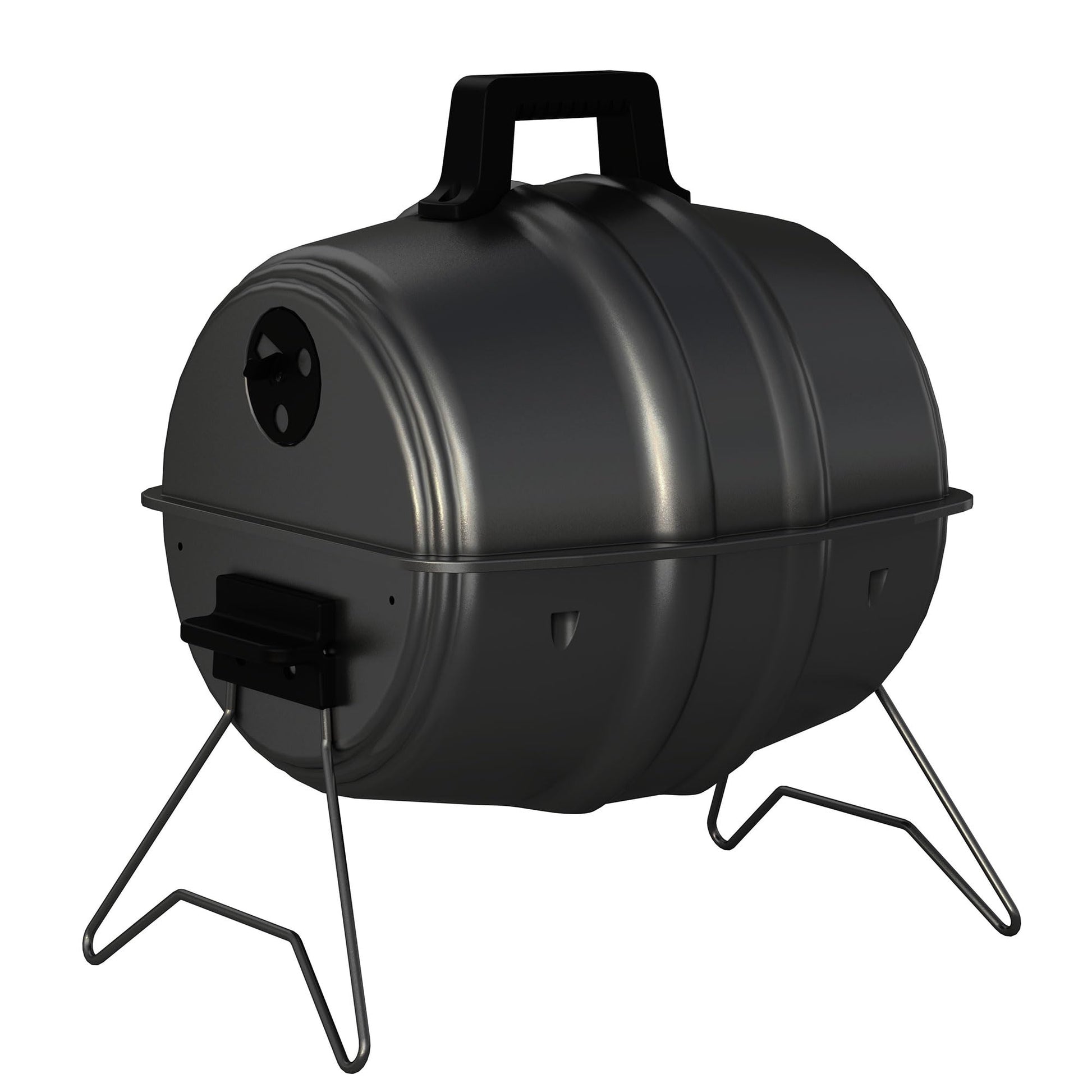 Americana Grills Keg A Que Charcoal BBQ Grill, Portable Outdoor Barbecue with Durable Powder Coated Hood and Bowl, 186 Square Inch Cooking Area, Black - CookCave