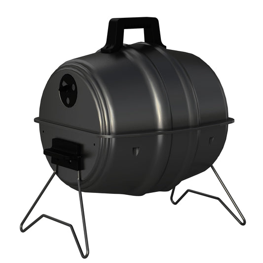 Americana Grills Keg A Que Charcoal BBQ Grill, Portable Outdoor Barbecue with Durable Powder Coated Hood and Bowl, 186 Square Inch Cooking Area, Black - CookCave