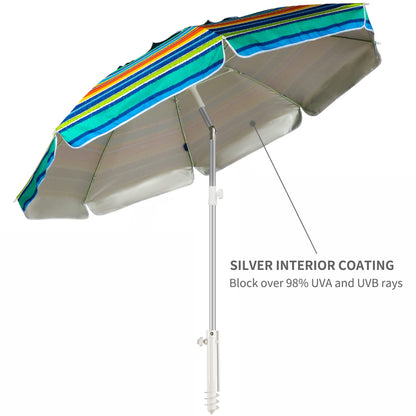AMMSUN Beach Umbrellas for Sand Heavy Duty Wind Portable, 6.5ft Outdoor Umbrella with Sand Anchor and UV Protection, Parasols Includes Carry Bag for Beach, Patio, and Garden, Yellow Stripes - CookCave