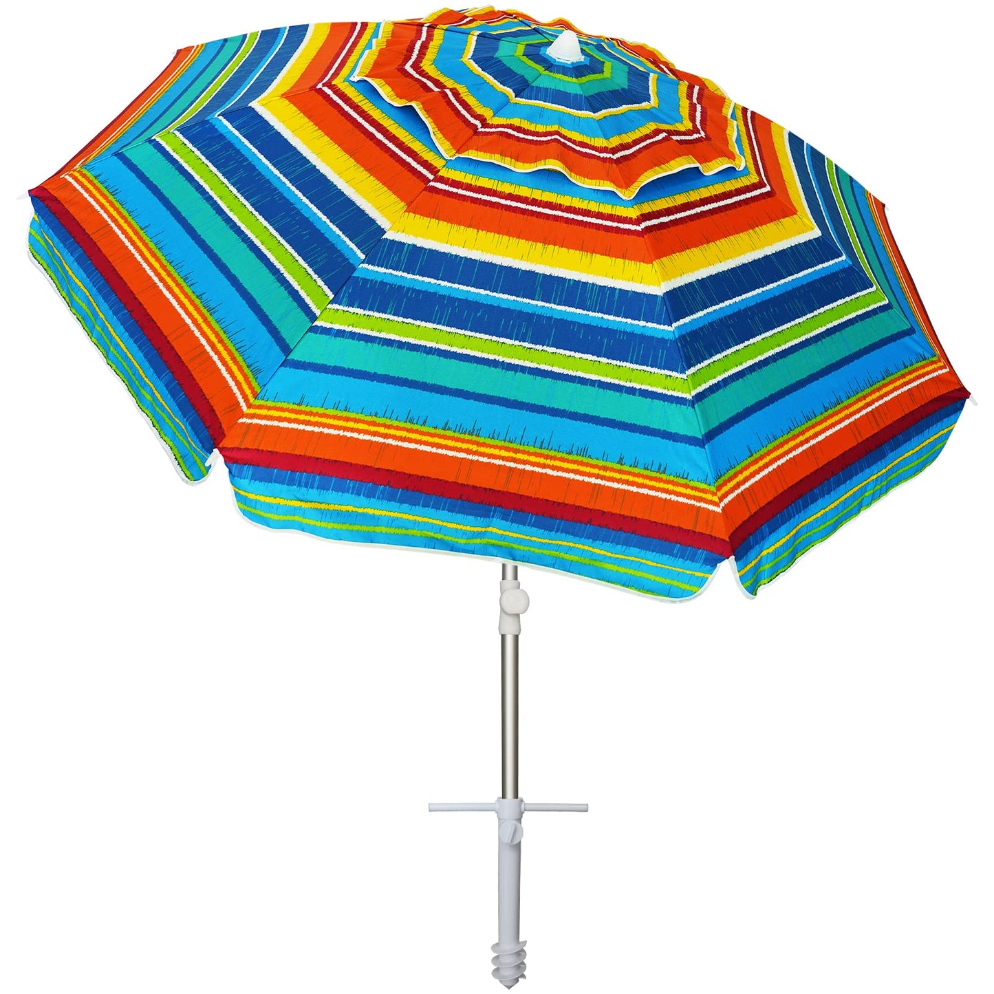 AMMSUN Beach Umbrellas for Sand Heavy Duty Wind Portable, 6.5ft Outdoor Umbrella with Sand Anchor and UV Protection, Parasols Includes Carry Bag for Beach, Patio, and Garden, Yellow Stripes - CookCave
