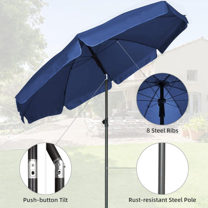 AMMSUN Patio Umbrella, 6.5 ft Outdoor Table Umbrella with Tilt Steel Pole, UPF50+ Protection, Great for Outdoor Garden Backyard, Navy Blue - CookCave