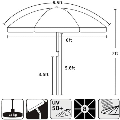 AMMSUN Patio Umbrella, 6.5 ft Outdoor Table Umbrella with Tilt Steel Pole, UPF50+ Protection, Great for Outdoor Garden Backyard, Navy Blue - CookCave