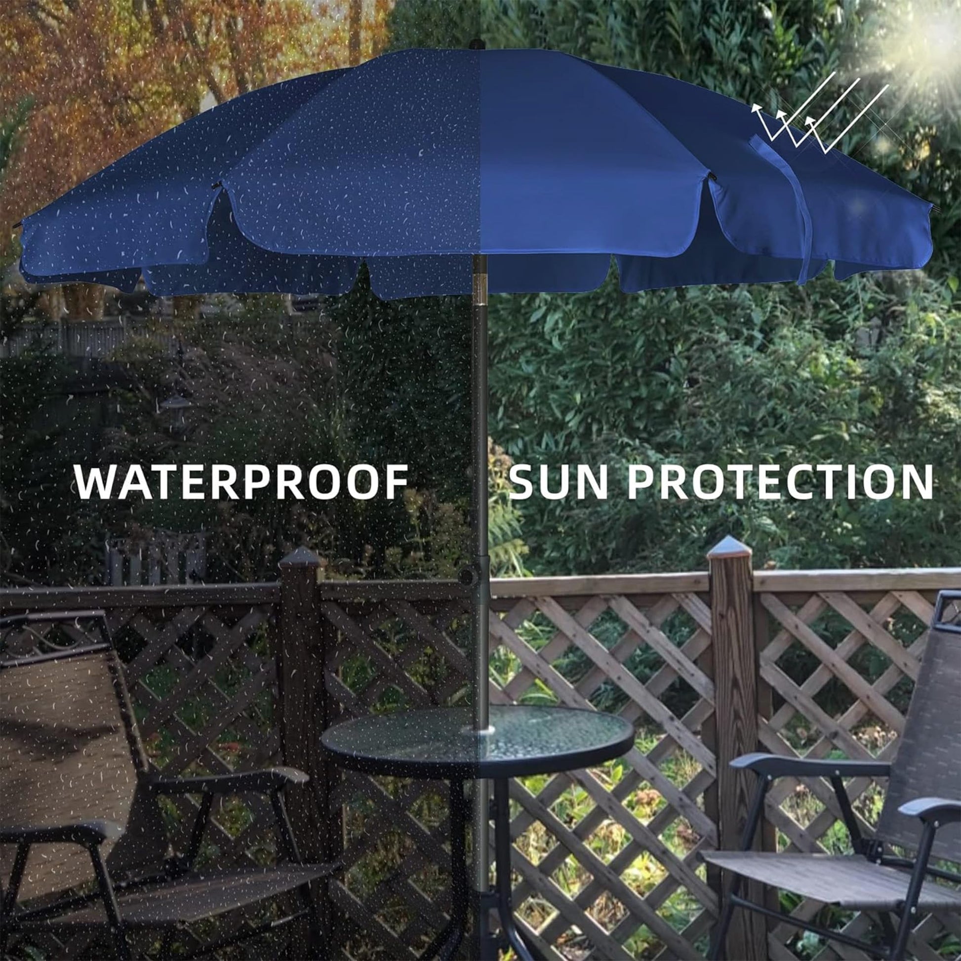AMMSUN Patio Umbrella, 6.5 ft Outdoor Table Umbrella with Tilt Steel Pole, UPF50+ Protection, Great for Outdoor Garden Backyard, Navy Blue - CookCave