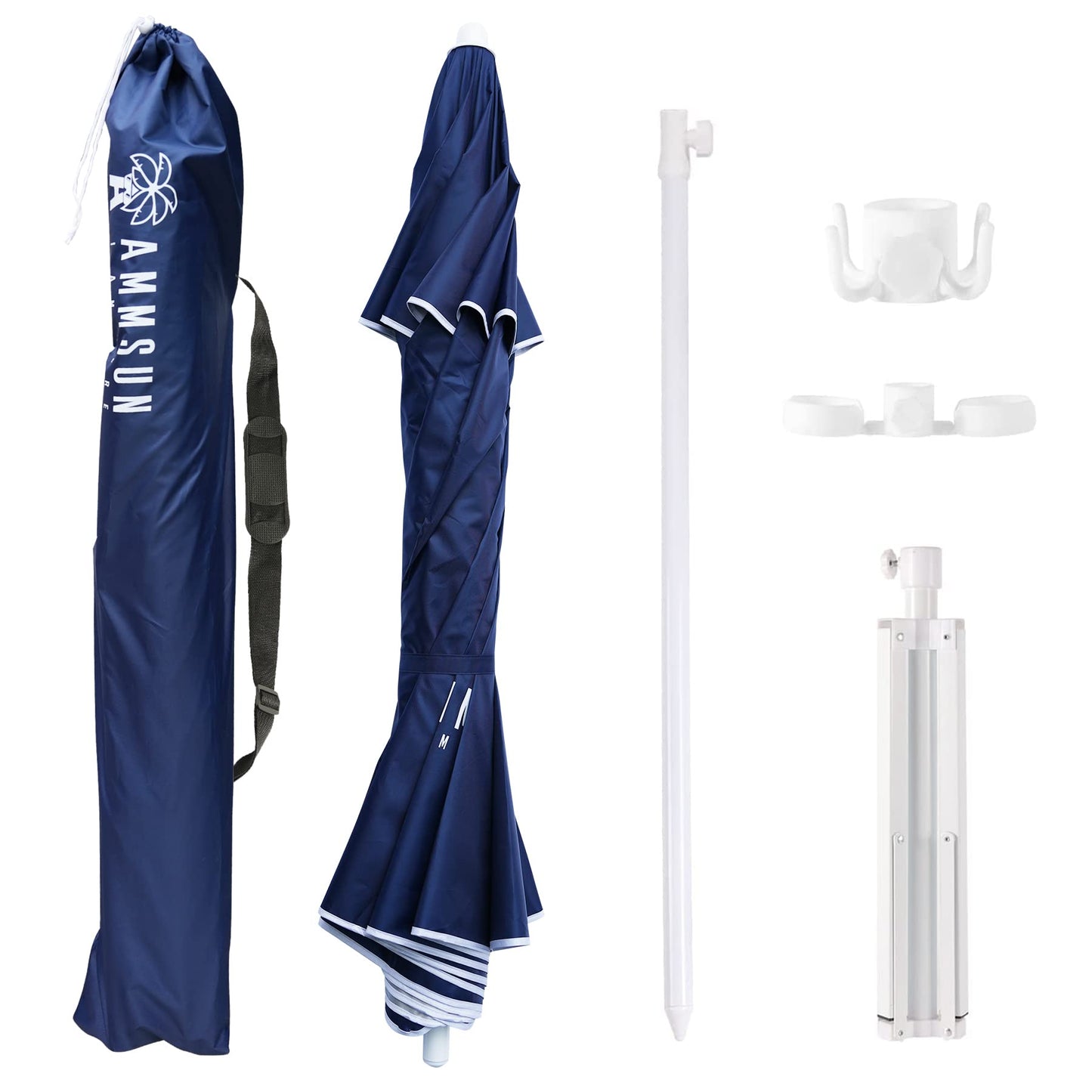 AMMSUN Shade Umbrella, Premium Portable Umbrella with Stand, 6.5ft Lightweight Free Standing Canopy for Sporting Games, Adjustable Instant Sun Protection and Easy to Carry, Navy Blue - CookCave