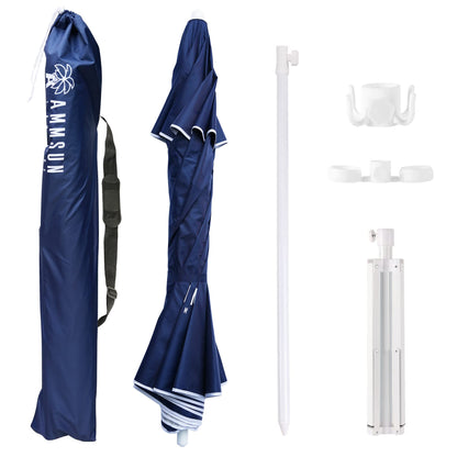 AMMSUN Shade Umbrella, Premium Portable Umbrella with Stand, 6.5ft Lightweight Free Standing Canopy for Sporting Games, Adjustable Instant Sun Protection and Easy to Carry, Navy Blue - CookCave