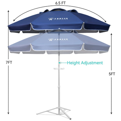 AMMSUN Shade Umbrella, Premium Portable Umbrella with Stand, 6.5ft Lightweight Free Standing Canopy for Sporting Games, Adjustable Instant Sun Protection and Easy to Carry, Navy Blue - CookCave