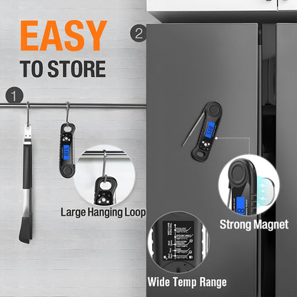 AMMZO Meat Thermometer Digital, Instant Read Food Thermometer - Waterproof w/Backlight for Cooking Deep Fry BBQ Grill Smoker Roast and Candy Thermometer, Camping & Kitchen Essentials - CookCave