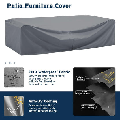 Amopatio Patio Furniture Sets, 7 Pieces Outdoor Rattan Sectional Sofa Set with Glass Table and Cushions, Wicker Patio Conversation Set for Outdoor Indoor Backyard Lawn Garden Porch (Grey) - CookCave