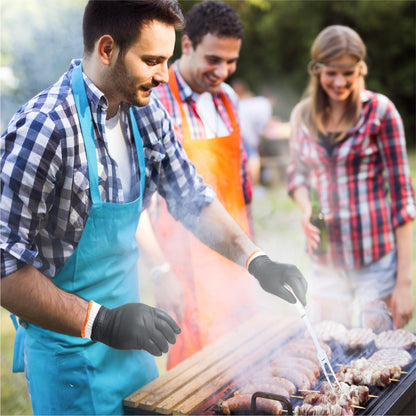 ANBOSON BBQ Gloves for Grilling Disposable Heat Resistant - 100 Nitrile Gloves + 4 Reusable Cotton Liners for Barbecue Smoker, Cooking Hot Meat - 10Mil Thick, Non-Slip Grip - Black Large - CookCave