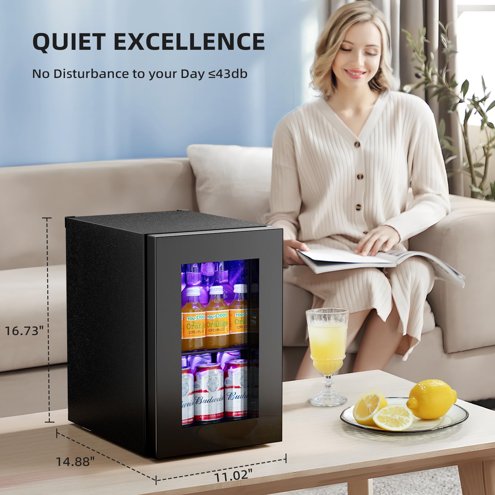 Antarctic Star 18L Beverage Refrigerator Cooler 24Can, Mini Fridge with Quiet Compressor, LED Light,Freestanding Small Fridge with Electronic Temperature Control for Home and Bar(40-61 ℉) - CookCave