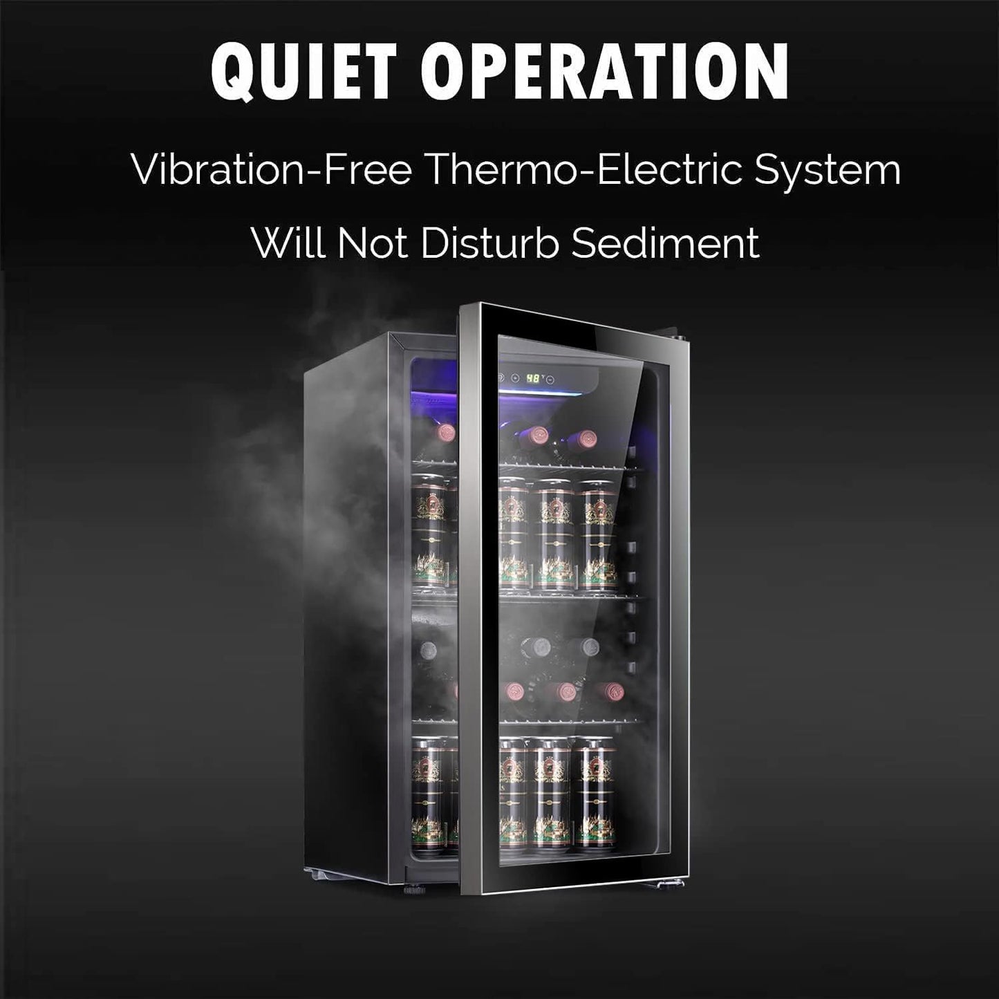 Antarctic Star 26 Bottle 130 Can Wine Cooler/Cabinet Beverage Refrigerator Mini Wine Cellar Beer Soda Clear Glass Door Bar Fridge Quiet Compressor Adjust Temp Freestanding Indoor Use 3.2cu.ft Black - CookCave