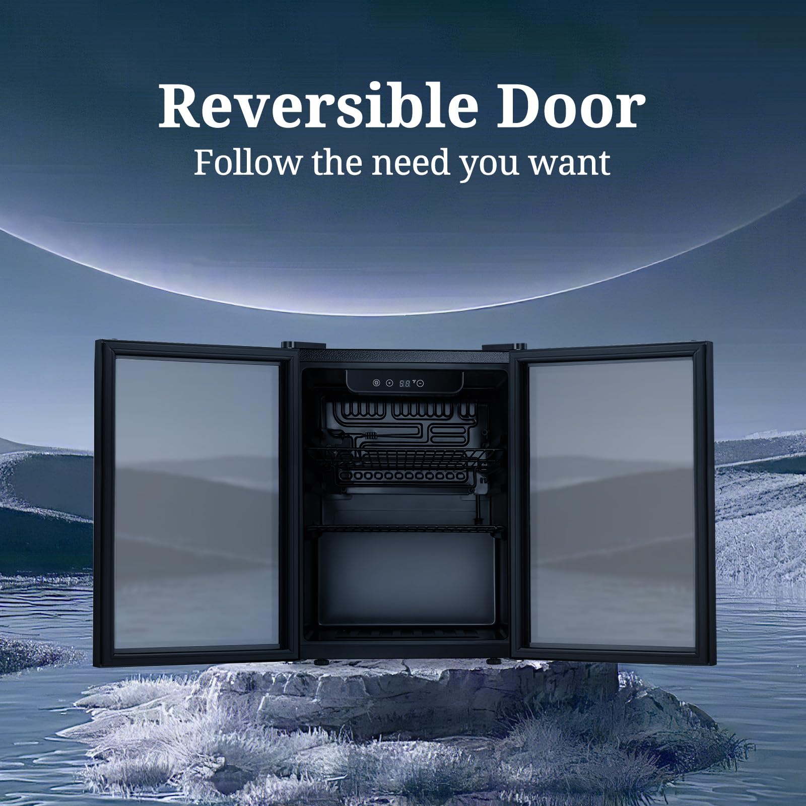 Antarctic Star Beverage Refrigerator Cooler 68 Can, Mini Fridge with Glass Door for Beer Drinks Wine,Freestanding Small Fridge with Electronic Temperature Control for Home and Bar,1.7 cu.ft - CookCave