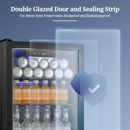 Antarctic Star Beverage Refrigerator Cooler 68 Can, Mini Fridge with Glass Door for Beer Drinks Wine,Freestanding Small Fridge with Electronic Temperature Control for Home and Bar,1.7 cu.ft - CookCave