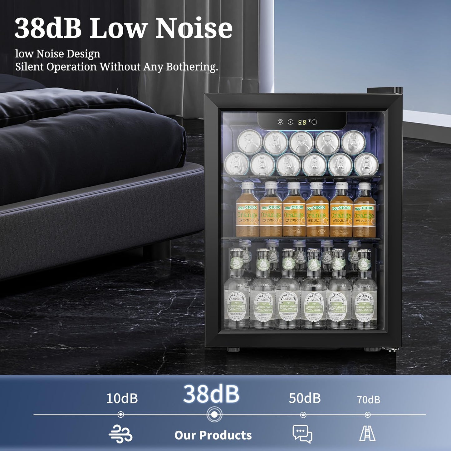 Antarctic Star Beverage Refrigerator Cooler 68 Can, Mini Fridge with Glass Door for Beer Drinks Wine,Freestanding Small Fridge with Electronic Temperature Control for Home and Bar,1.7 cu.ft - CookCave