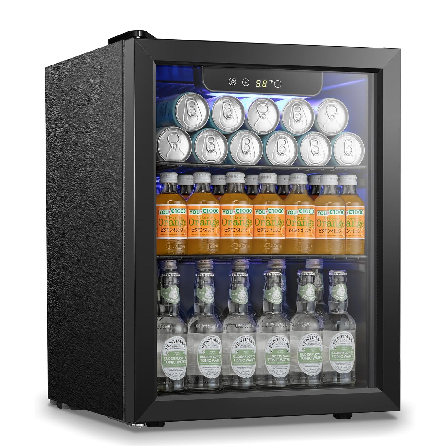 Antarctic Star Beverage Refrigerator Cooler 68 Can, Mini Fridge with Glass Door for Beer Drinks Wine,Freestanding Small Fridge with Electronic Temperature Control for Home and Bar,1.7 cu.ft - CookCave
