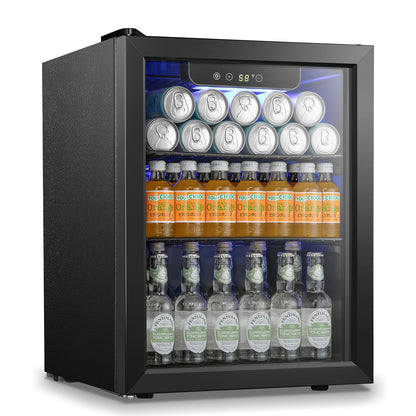 Antarctic Star Beverage Refrigerator Cooler 68 Can, Mini Fridge with Glass Door for Beer Drinks Wine,Freestanding Small Fridge with Electronic Temperature Control for Home and Bar,1.7 cu.ft - CookCave