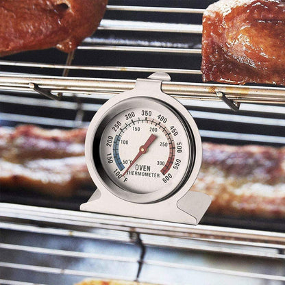 Anvin Oven Thermometers Large Dial Oven Grill Monitoring Cooking Thermometer with Dual-Scale 50-300°C/100-600°F for BBQ Baking, Hooks or Stands Alone Thermometers Durable Steel (Pack of 2) - CookCave