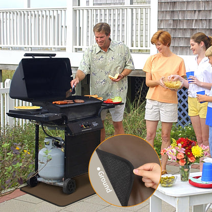 Anze Under Grill Mat for Outdoor Grill, 36x48 Inch Anti-Slip BBQ Floor Mats, Easy to Clean Reusable Fireproof Grill Pad, Oil-Proof Waterproof Protector for Indoor Fireplace Pit Mat Brown - CookCave