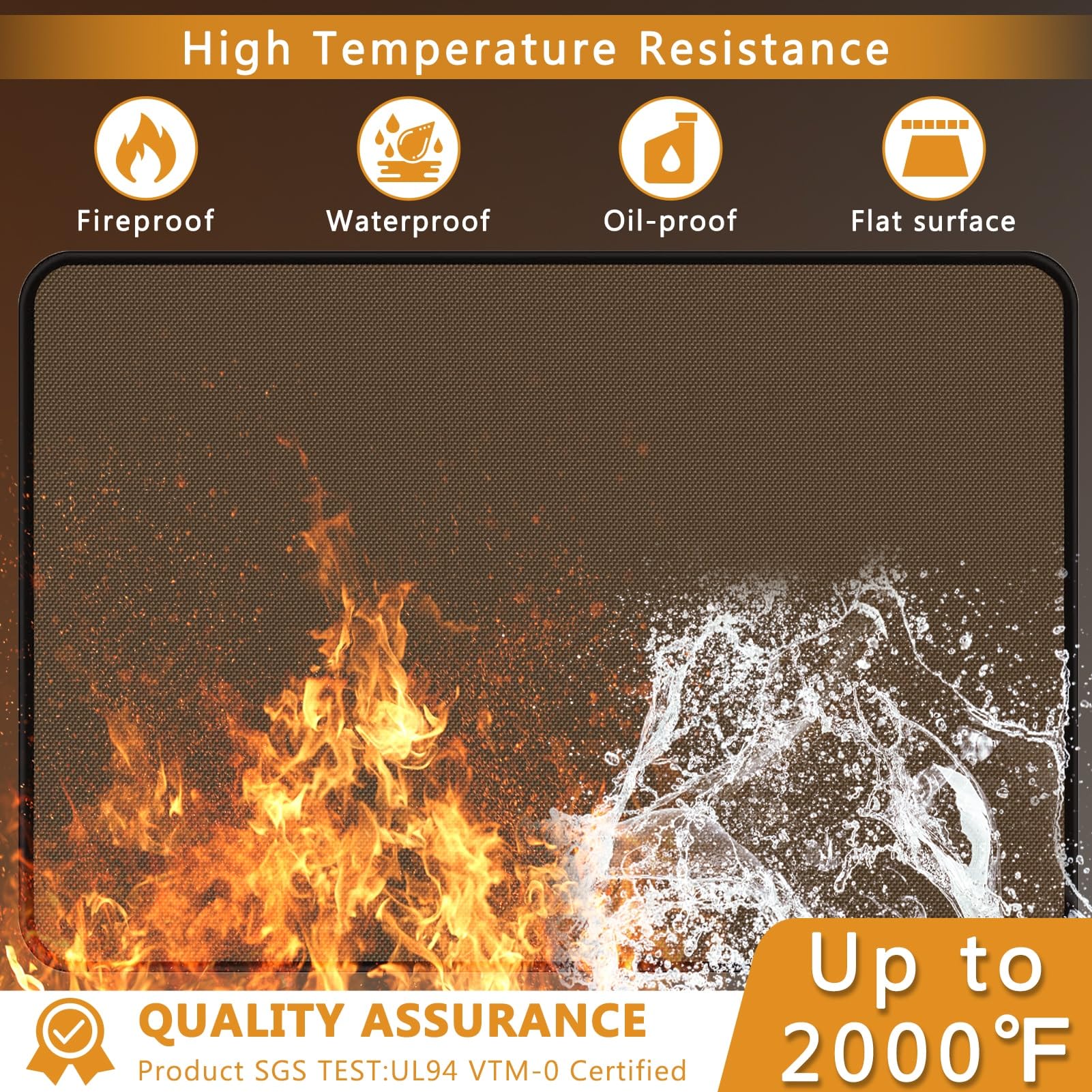 Anze Under Grill Mat for Outdoor Grill, 36x48 Inch Anti-Slip BBQ Floor Mats, Easy to Clean Reusable Fireproof Grill Pad, Oil-Proof Waterproof Protector for Indoor Fireplace Pit Mat Brown - CookCave