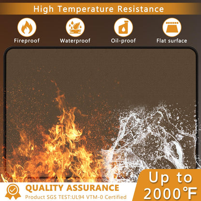 Anze Under Grill Mat for Outdoor Grill, 36x48 Inch Anti-Slip BBQ Floor Mats, Easy to Clean Reusable Fireproof Grill Pad, Oil-Proof Waterproof Protector for Indoor Fireplace Pit Mat Brown - CookCave