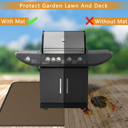 Anze Under Grill Mat for Outdoor Grill, 36x48 Inch Anti-Slip BBQ Floor Mats, Easy to Clean Reusable Fireproof Grill Pad, Oil-Proof Waterproof Protector for Indoor Fireplace Pit Mat Brown - CookCave