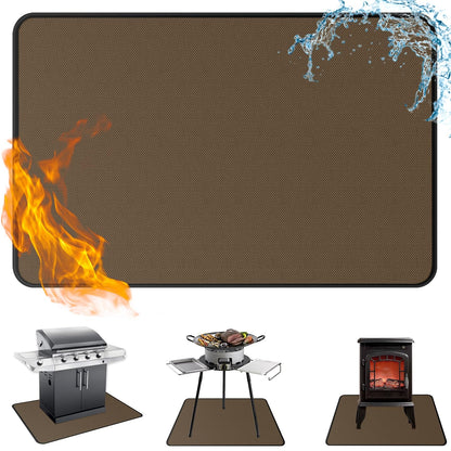Anze Under Grill Mat for Outdoor Grill, 36x48 Inch Anti-Slip BBQ Floor Mats, Easy to Clean Reusable Fireproof Grill Pad, Oil-Proof Waterproof Protector for Indoor Fireplace Pit Mat Brown - CookCave
