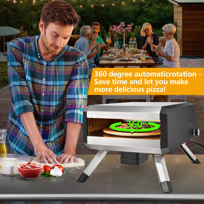 AOSION Pizza Oven Outdoor, 14 Inch Multi-Fuel Rotatable Pizza Ovens,Portable Stainless Steel Pellet Gas Pizza Oven for Outside Backyard Camping. - CookCave