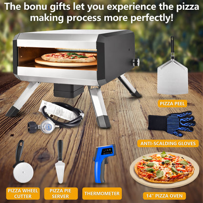AOSION Pizza Oven Outdoor, 14 Inch Multi-Fuel Rotatable Pizza Ovens,Portable Stainless Steel Pellet Gas Pizza Oven for Outside Backyard Camping. - CookCave
