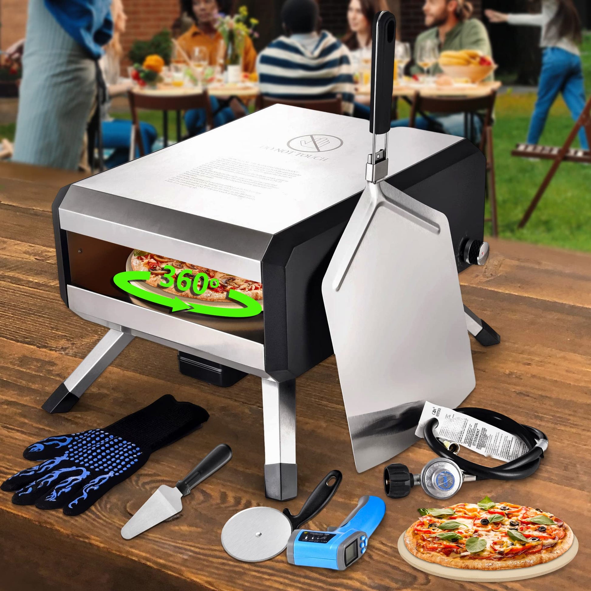 AOSION Pizza Oven Outdoor, 14 Inch Multi-Fuel Rotatable Pizza Ovens,Portable Stainless Steel Pellet Gas Pizza Oven for Outside Backyard Camping. - CookCave