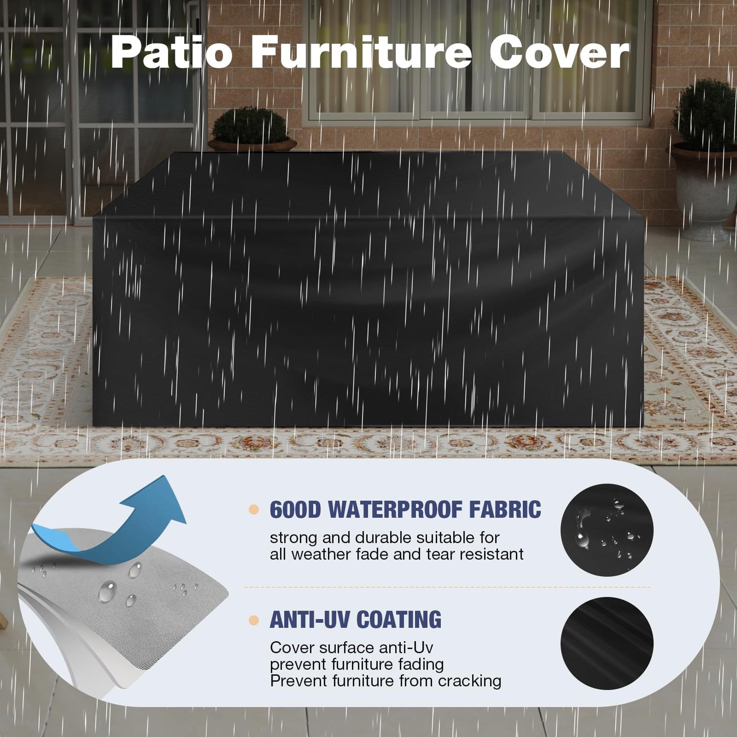 Aoxun Aluminum Patio Furniture Set 7 Seats, Oversized Outdoor Sectional with Washable Thick Cushions, Coffee Table and Waterproof Cover, Patio Conversation Sets for Porch, Balcony, Deck - CookCave