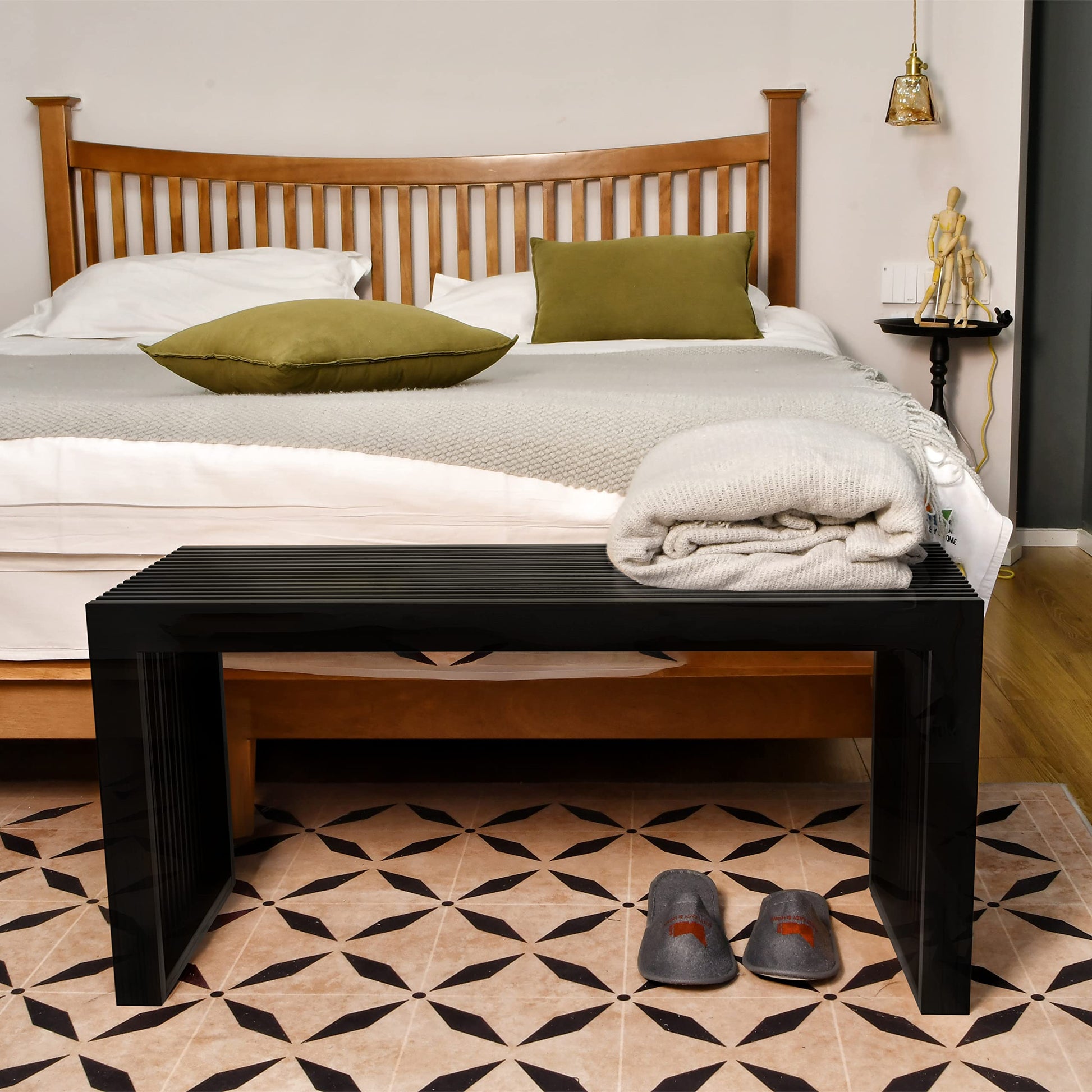 APRTAT Bamboo Dining Bench, 35 inch Farmhouse Decor Indoor Kitchen Table Bench, Entryway Shoe Rack Bench, Outdoor Bench, Solid Bamboo Benches for Living Room, Hallway, Bedroom, Bathroom - CookCave