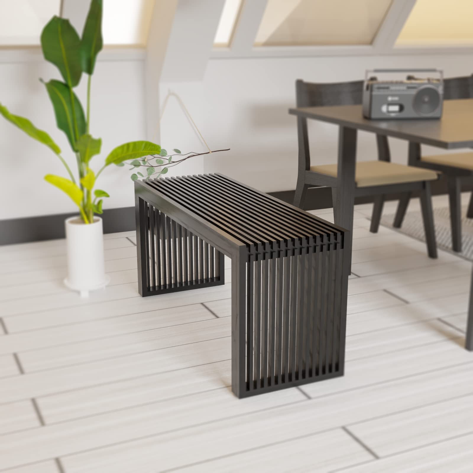 APRTAT Bamboo Dining Bench, 35 inch Farmhouse Decor Indoor Kitchen Table Bench, Entryway Shoe Rack Bench, Outdoor Bench, Solid Bamboo Benches for Living Room, Hallway, Bedroom, Bathroom - CookCave