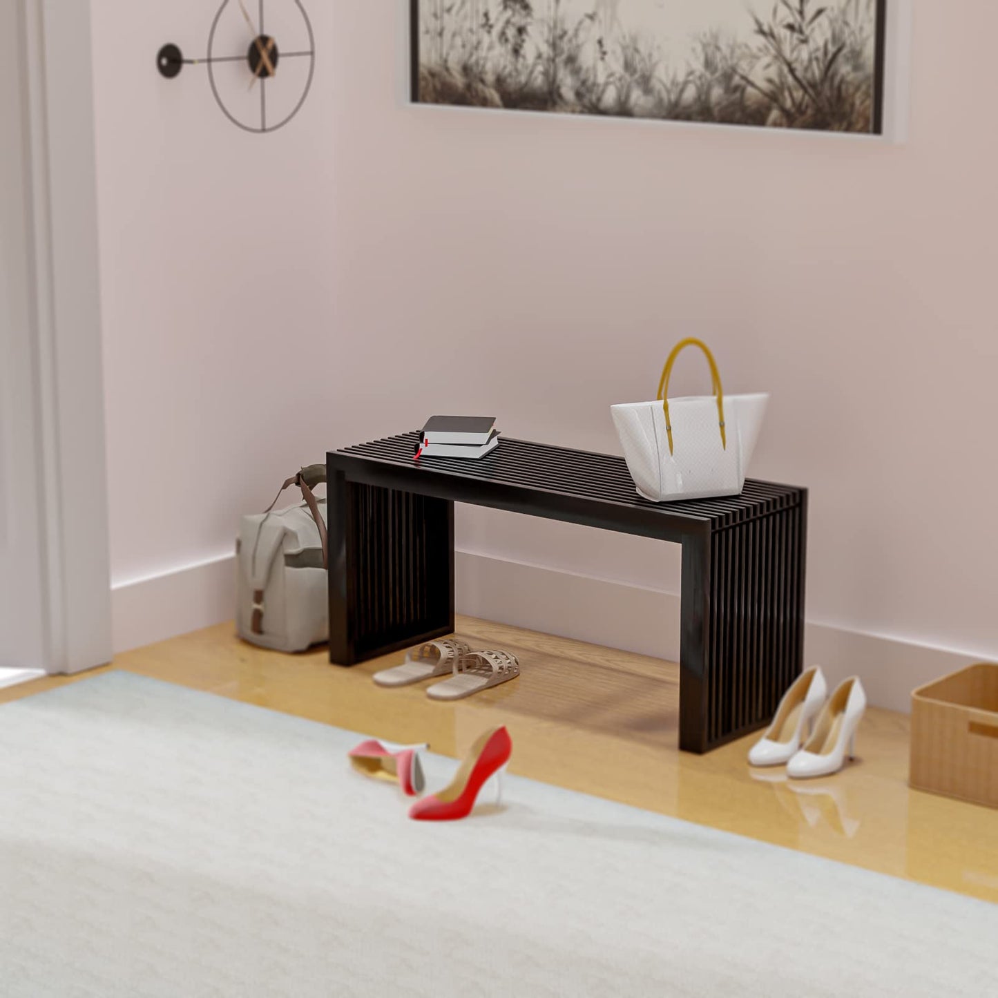 APRTAT Bamboo Dining Bench, 35 inch Farmhouse Decor Indoor Kitchen Table Bench, Entryway Shoe Rack Bench, Outdoor Bench, Solid Bamboo Benches for Living Room, Hallway, Bedroom, Bathroom - CookCave