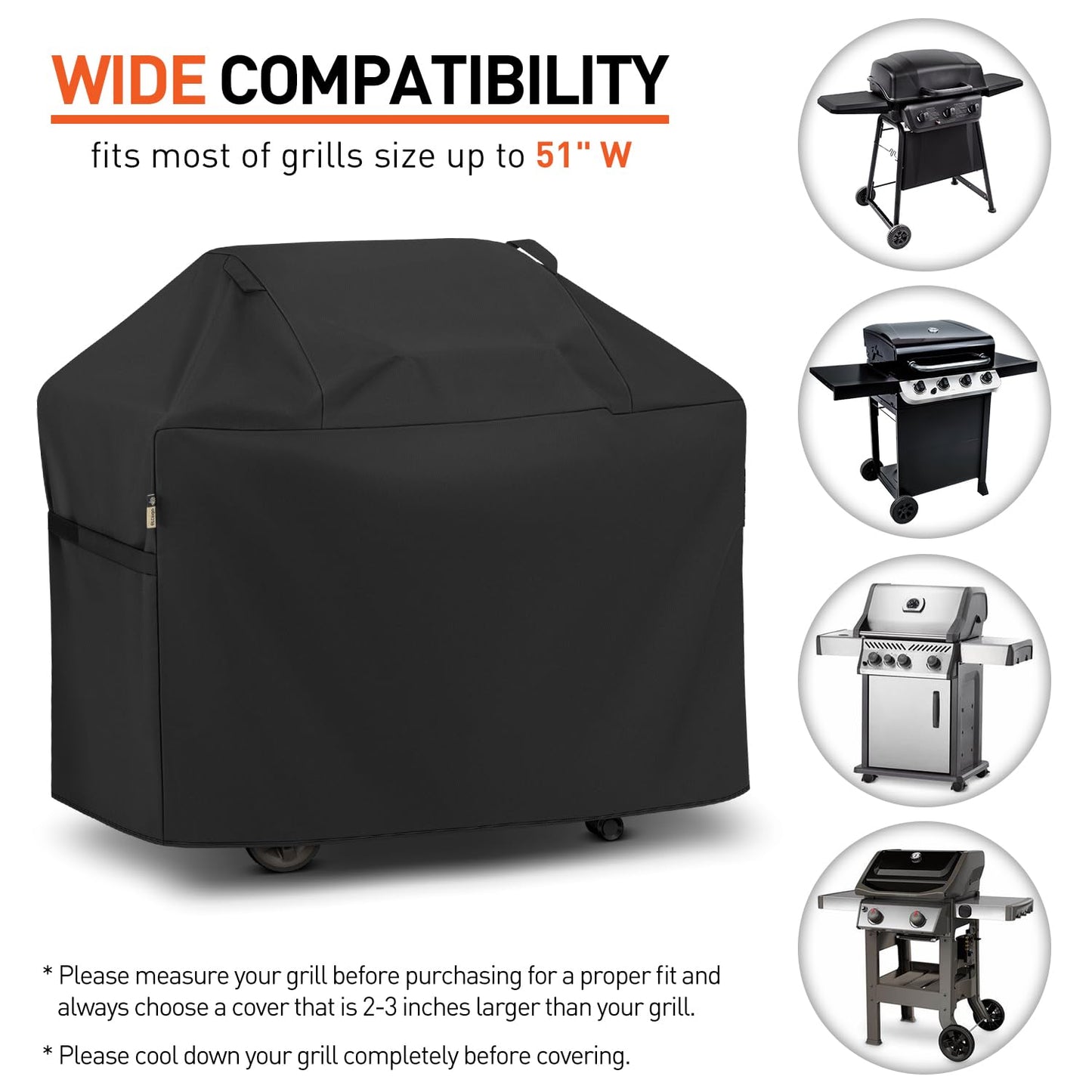 Arcedo BBQ Grill Cover 53 Inch, Heavy Duty Waterproof Outdoor Gas Grill Cover, Fade Resistant Durable and Convenient Compatible with Charbroil Weber Spirit Nexgrill Napoleon - CookCave