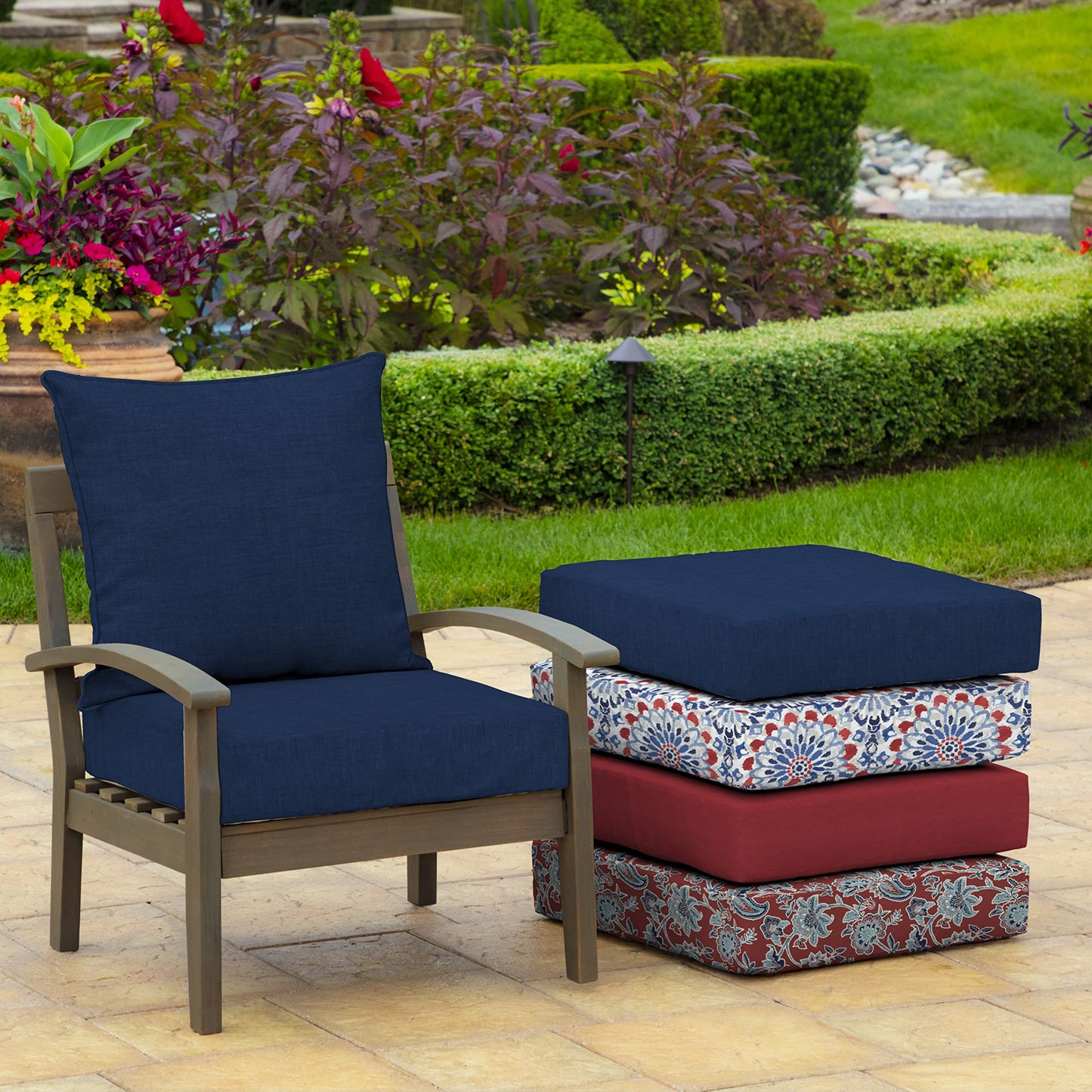 Arden Outdoor Deep Seat Cushion Set, 22 in x 24 in, Weather-Proof, Rain-Proof, Fade Resistant Patio Cushion Sapphire Blue Leala - CookCave