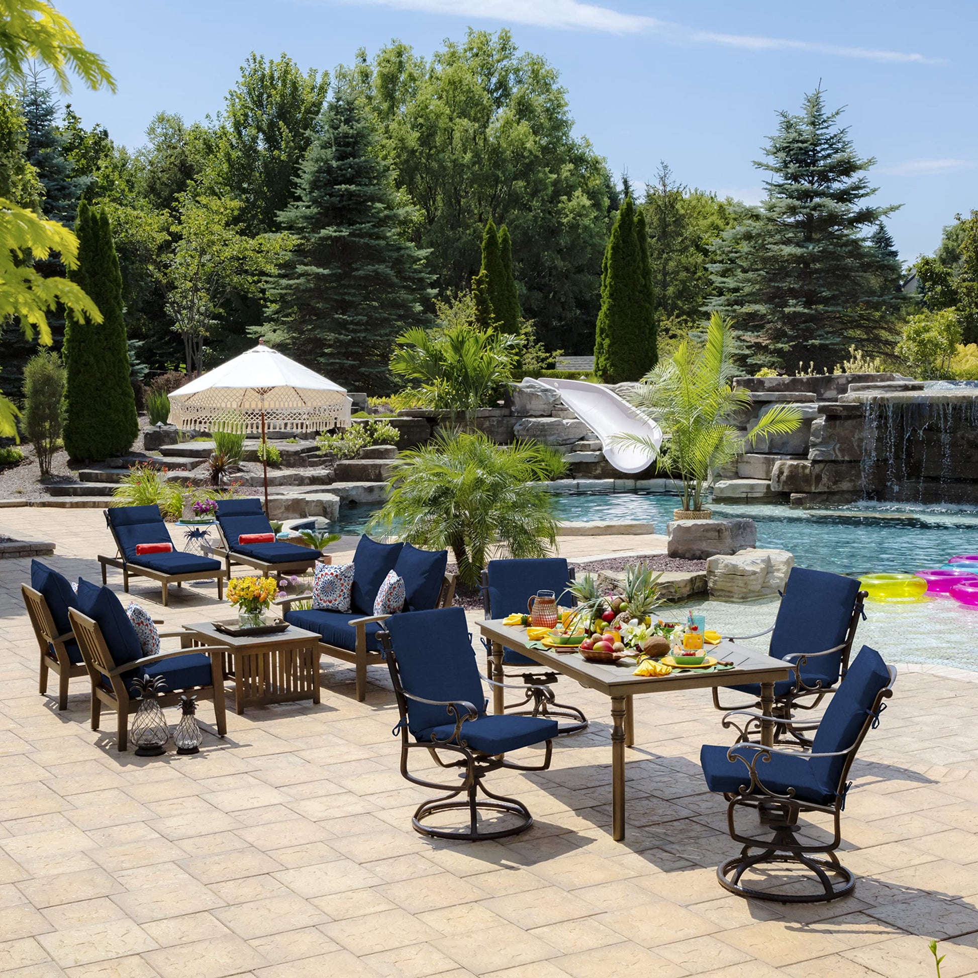 Arden Outdoor Deep Seat Cushion Set, 22 in x 24 in, Weather-Proof, Rain-Proof, Fade Resistant Patio Cushion Sapphire Blue Leala - CookCave