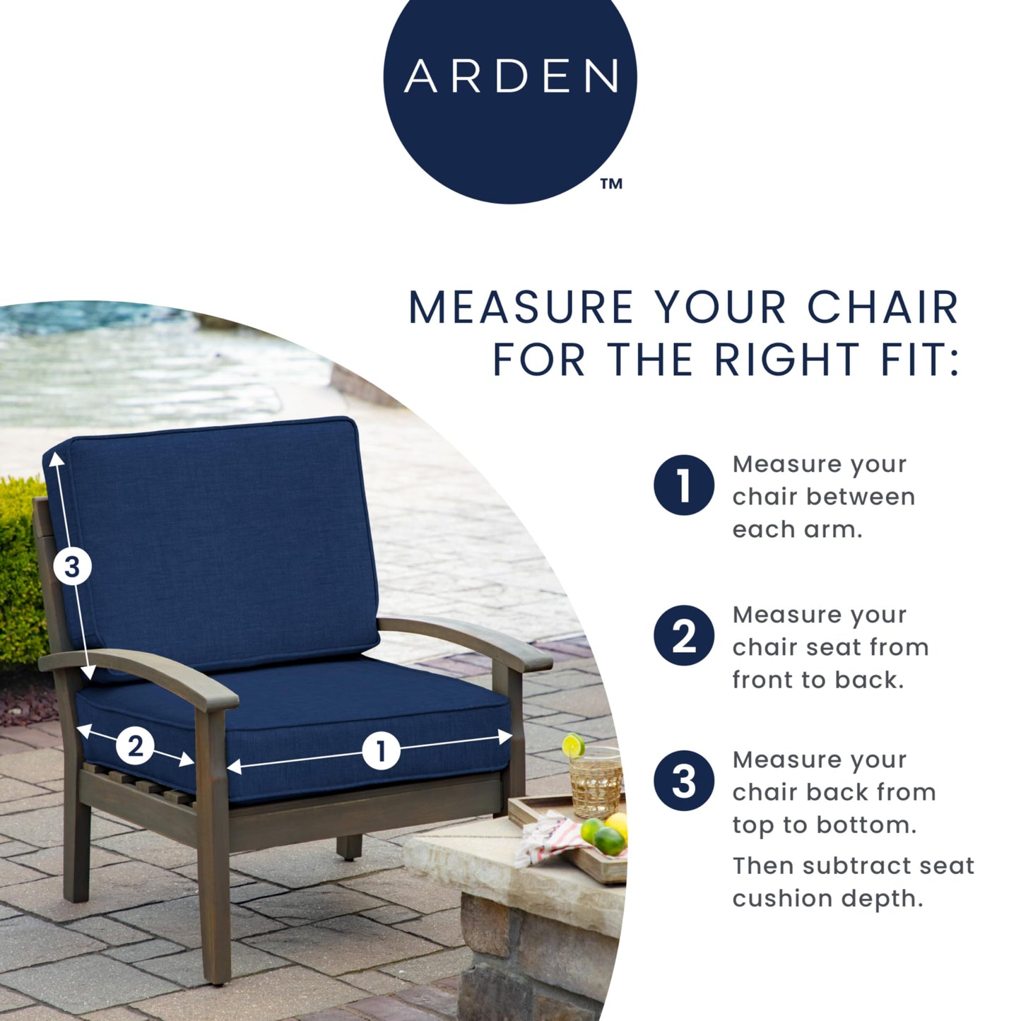 Arden Outdoor Deep Seat Cushion Set, 24 in x 24 in, Weather-Proof, Rain-Proof, Fade Resistant Patio Cushion for Chair, Sofa, and Couch Sapphire Blue Leala - CookCave