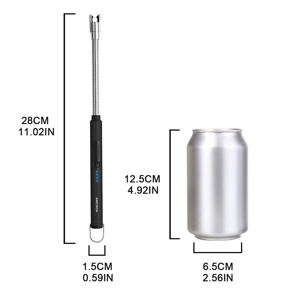 ARECTECH Candle Electric Lighter Rechargeable USB Arc Lighter Windproof Plasma for Candle Cooking BBQs Fireworks Birthday Gift Black - CookCave