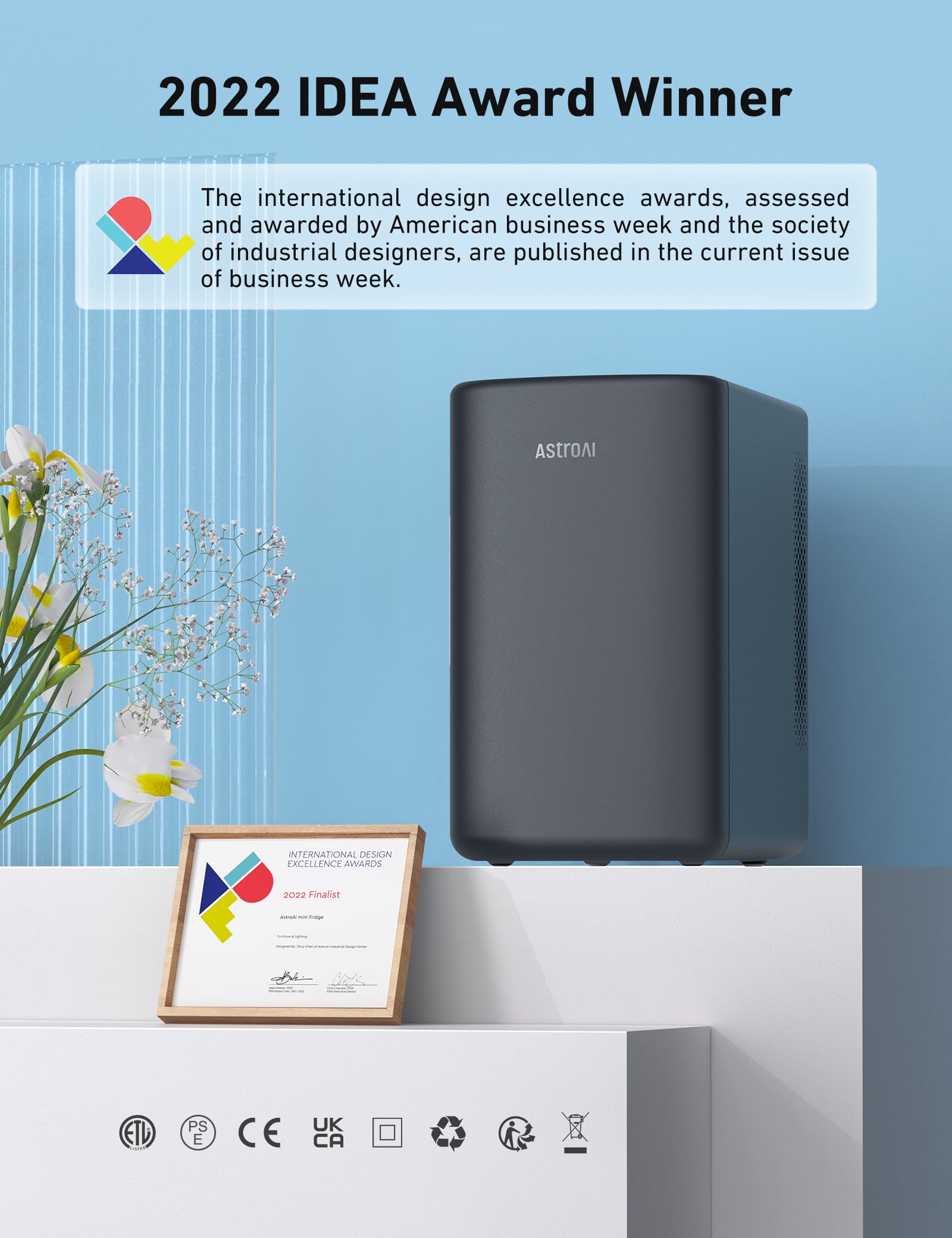 AstroAI Mini Fridge 2.0 Gen, 6 Liter/8 Cans Makeup Skincare Fridge 110V AC/ 12V DC Portable Thermoelectric Cooler and Warmer Little Tiny Fridge for Bedroom, Cosmetics (Dark Grey) - CookCave