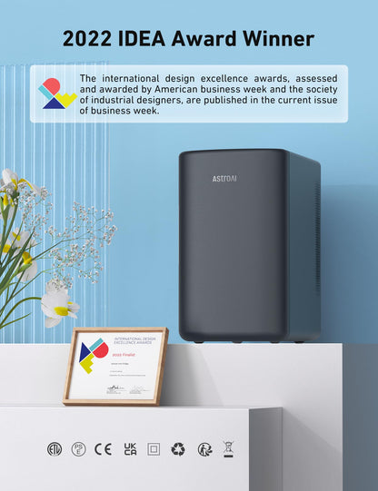 AstroAI Mini Fridge 2.0 Gen, 6 Liter/8 Cans Makeup Skincare Fridge 110V AC/ 12V DC Portable Thermoelectric Cooler and Warmer Little Tiny Fridge for Bedroom, Cosmetics (Dark Grey) - CookCave