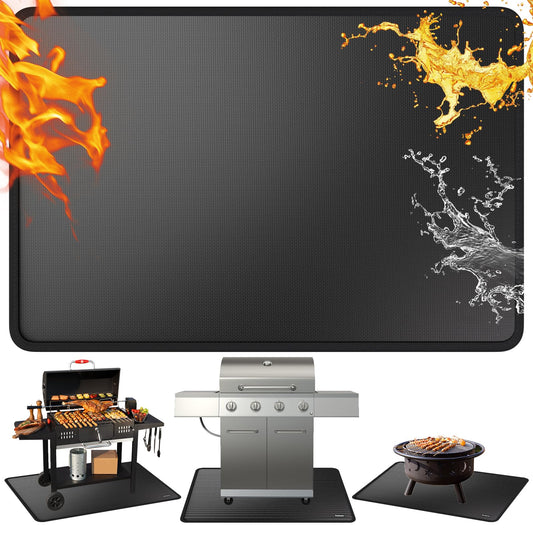 Atronor Under Grill Mats - 48 x 30 inches, Double-Sided Fireproof Deck and Patio Protector, BBQ and Fire Pit Mat - CookCave
