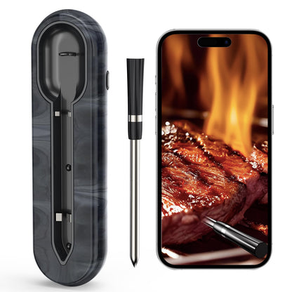 Aurasky Unique Wireless Meat Thermometer, Accurate Temperature Detection Probe, 500FT Remote Monitoring, Dual Alarm, Cooking Meat Thermometer Wireless for Grilling, Smoking, Oven, BBQ, Rotisserie - CookCave