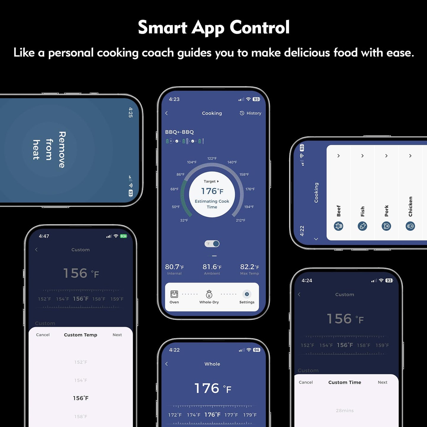 Aurasky Unique Wireless Meat Thermometer, Accurate Temperature Detection Probe, 500FT Remote Monitoring, Dual Alarm, Cooking Meat Thermometer Wireless for Grilling, Smoking, Oven, BBQ, Rotisserie - CookCave