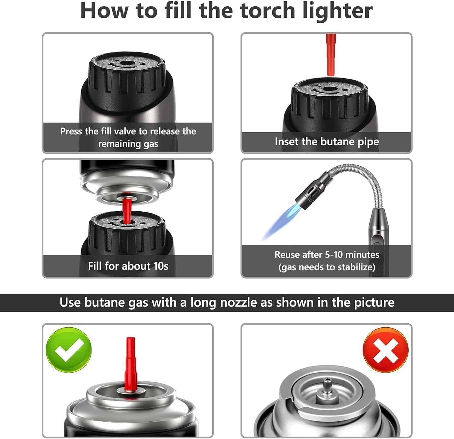 Auratrio Y17 360° Flexible Gas Lighter with Locking Device Storm, Jet Flame Lighter for Fireplace, Kitchen, Candles, BBQ, Oven, Campfire (Not Prefilled) - CookCave