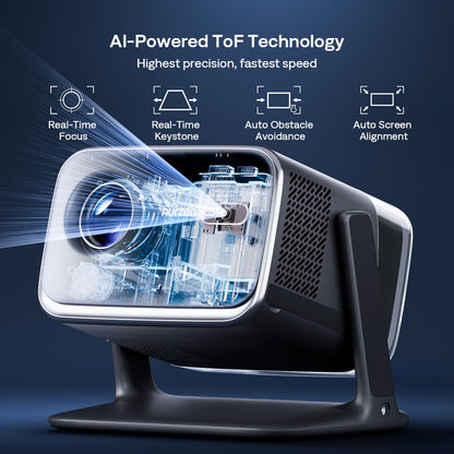 Aurzen BOOM mini Google TV Smart Projector with WiFi and Bluetooth, 4K Supported Outdoor & Home Movie Projector with 20W Speakers DoIby Audio, Real-Time Focus & Keystone, 500 ANSI Lumens, Black - CookCave