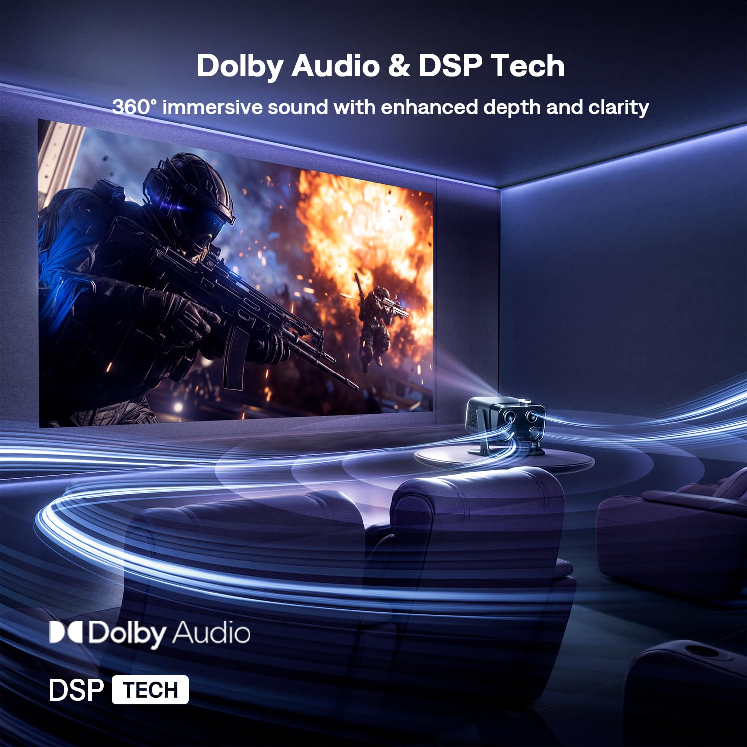 Aurzen BOOM mini Google TV Smart Projector with WiFi and Bluetooth, 4K Supported Outdoor & Home Movie Projector with 20W Speakers DoIby Audio, Real-Time Focus & Keystone, 500 ANSI Lumens, Black - CookCave