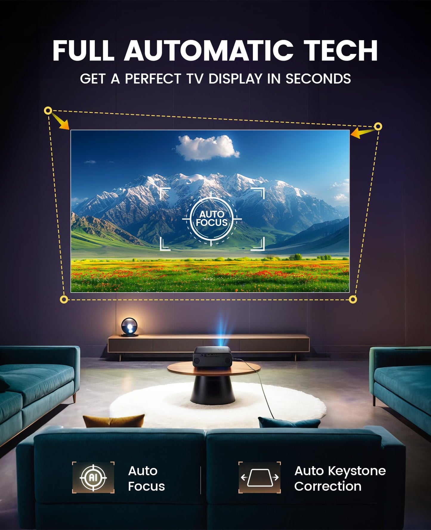 [Auto Focus/4K Support] Projector with WiFi 6 and Bluetooth 5.2, 700ANSI Native 1080P Outdoor Movie Projector, WiMiUS P62 Auto 6D Keystone & 50% Zoom, Smart Home Projector for iOS/Android/TV Stick - CookCave