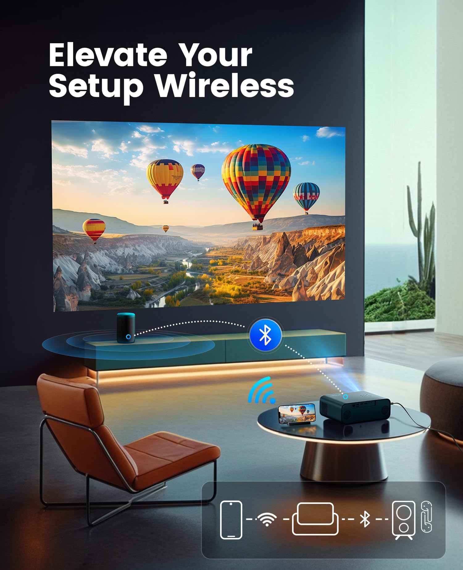 [Auto Focus/4K Support] Projector with WiFi 6 and Bluetooth 5.2, 700ANSI Native 1080P Outdoor Movie Projector, WiMiUS P62 Auto 6D Keystone & 50% Zoom, Smart Home Projector for iOS/Android/TV Stick - CookCave