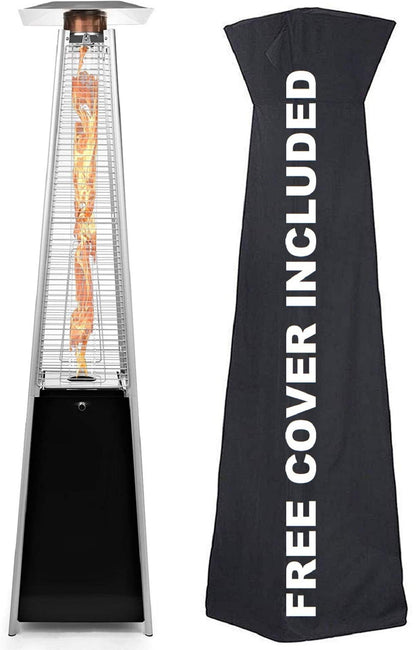 Avenlur Pyramid Patio Heater, 48,000 BTU Outdoor Propane Heater with Quartz Glass Tube, Cover, Ignition & Wheels — Freestanding Gas Heater for Backyard, Deck & Patio - CookCave