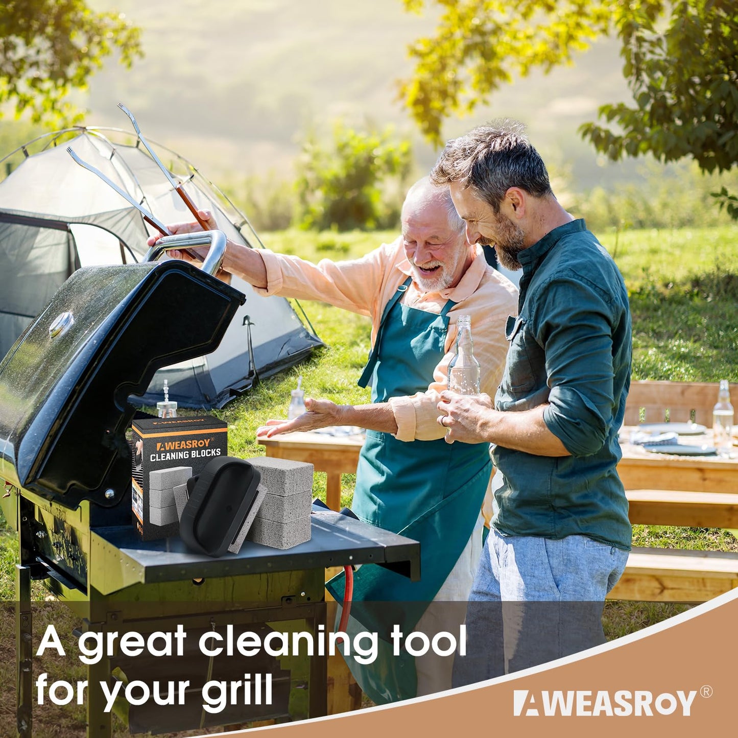 AWEASROY Heavy Duty Grill Cleaner, Grill Cleaning Bricks with Handle, Pumice Griddle Cleaning Stone Removing Stains for BBQ, Swimming Pool, Sink(4 Pack) - CookCave